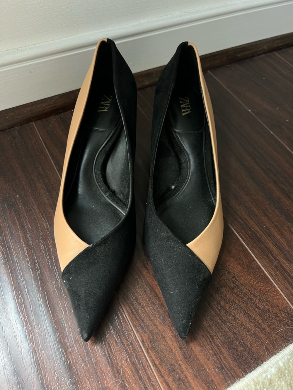 🖤ZARA🖤SUEDE/LEATHER COMBO KITTEN HEEL